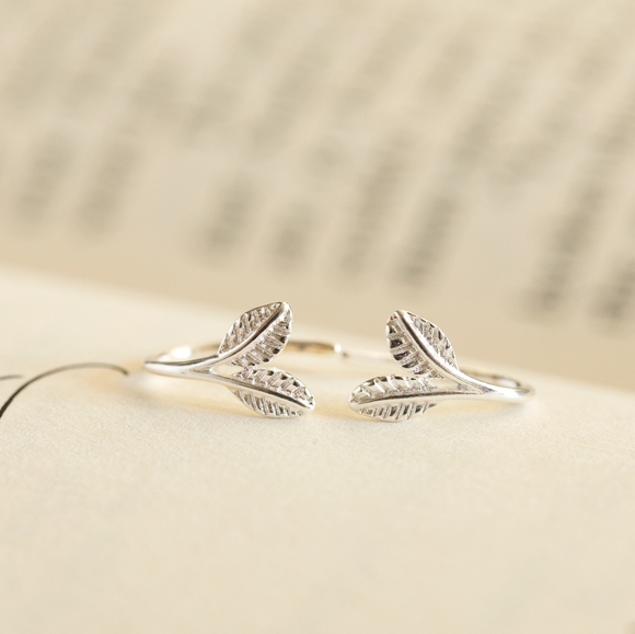 Frosted Leaf Earrings - Only 2 left! - Picture 2 of 10